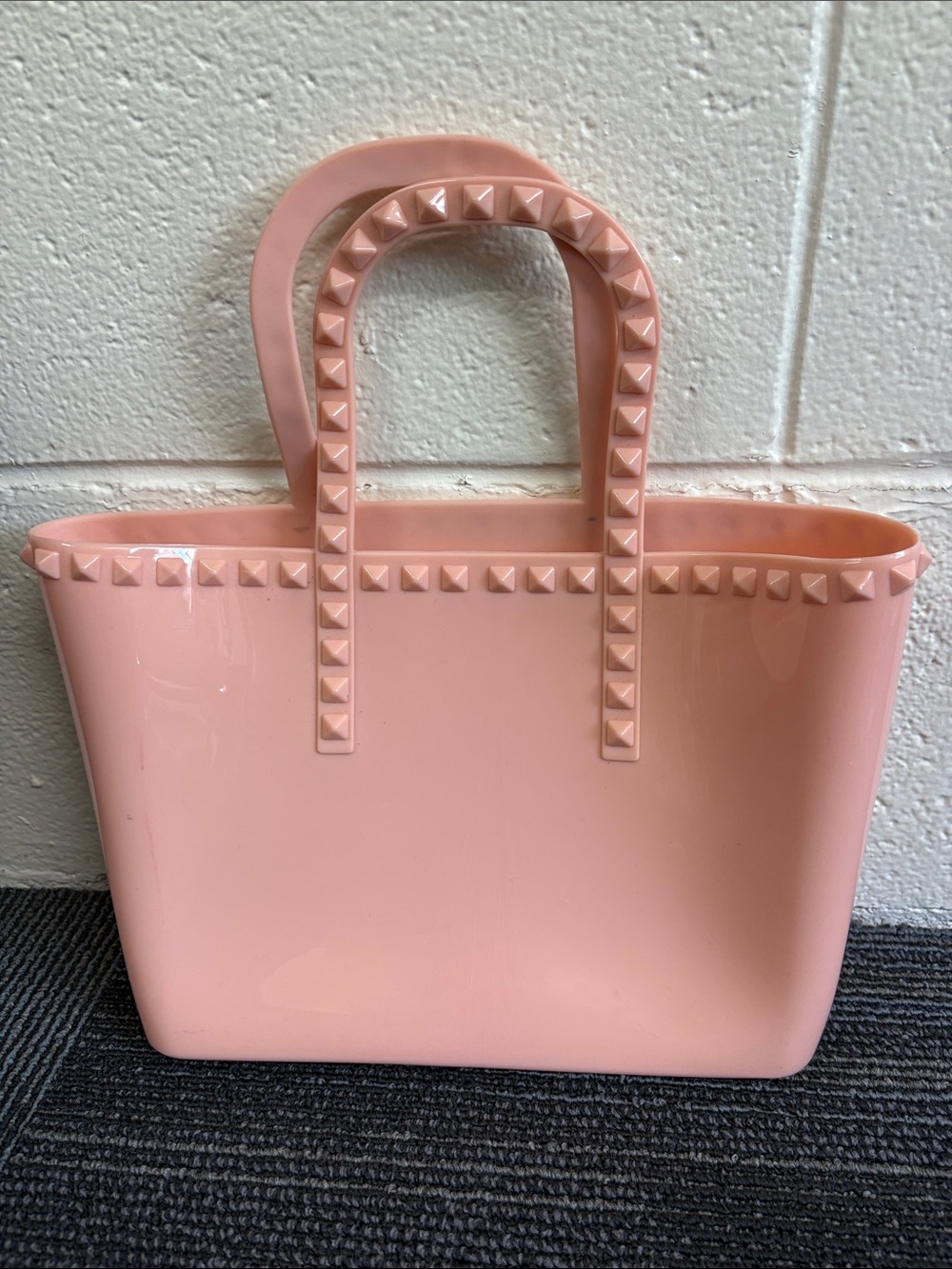 Pink Studded Tote Bag - Fashionable Everyday Carry-plastic for girls